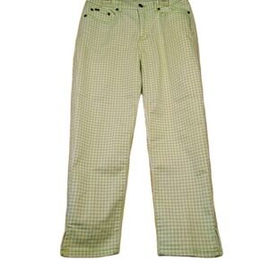 DG2‎ Diane Gilman Crop Pants Women's Size 8P Checker Green White